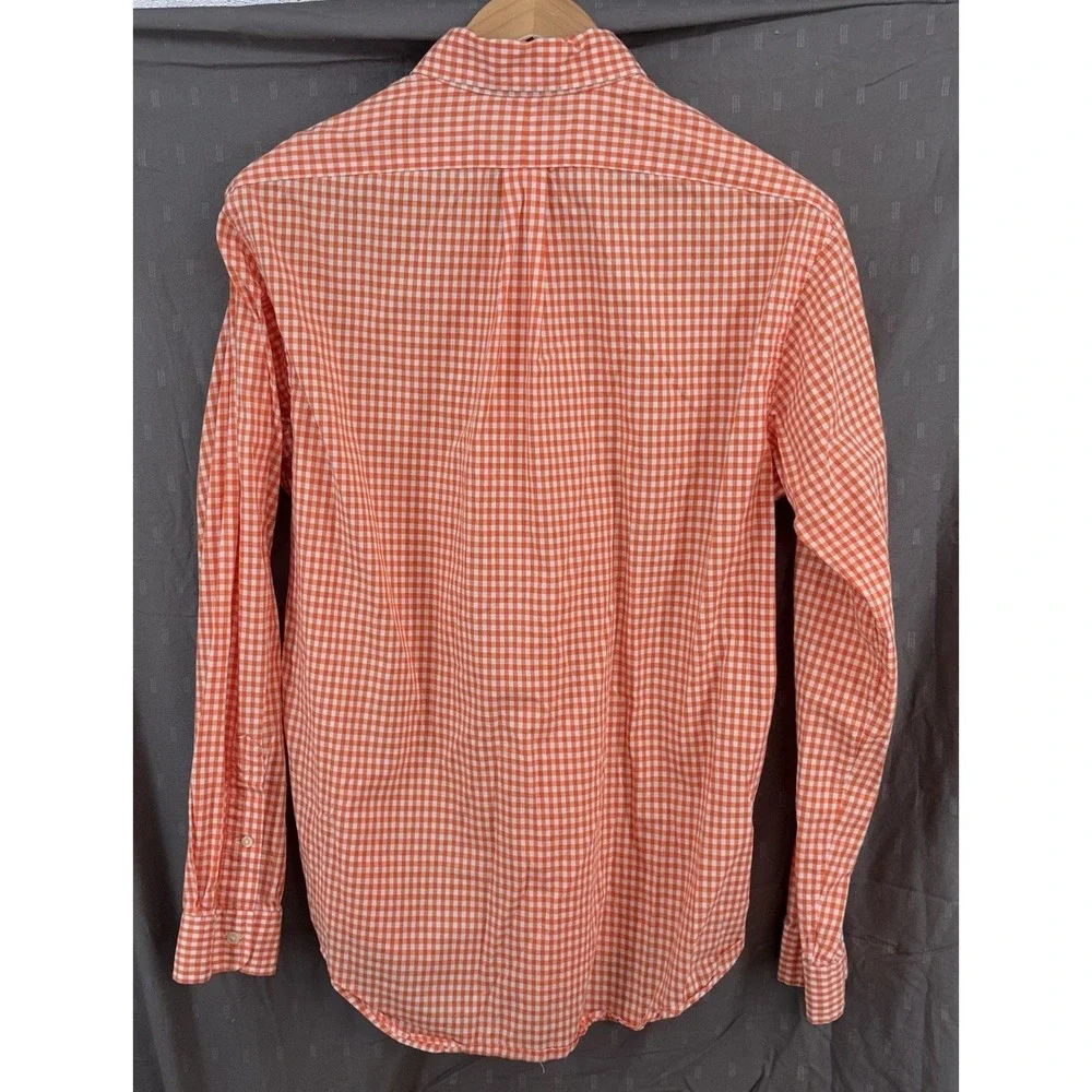 Polo Ralph Lauren Men's Orange Gingham Check Button Down Large Custom‎ Fit